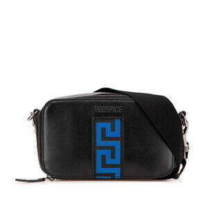 Versace Shoulder Bag Black Blue Leather